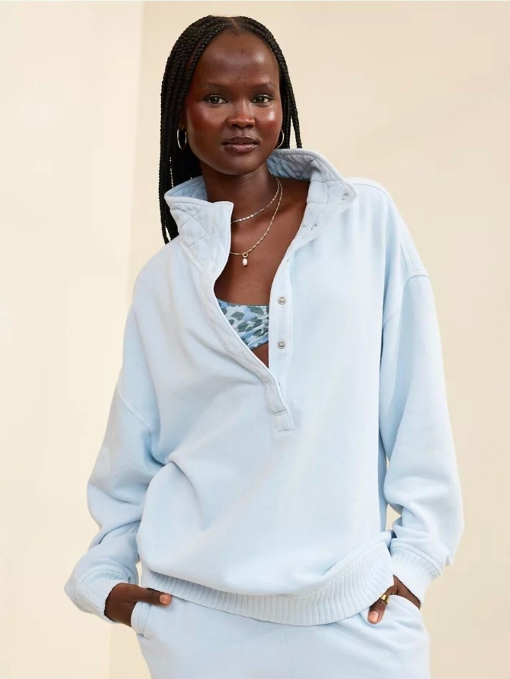 aerie Light Blue Sweatshirt - Size L - Picture 2 of 5